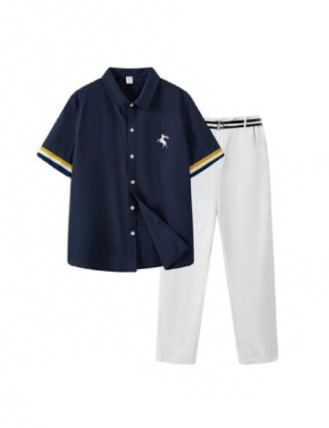 
						Compleu Shein Kids, alb/bleumarin