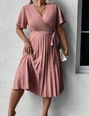 Rochie medie SHEIN CURVE, roz pudra inchis