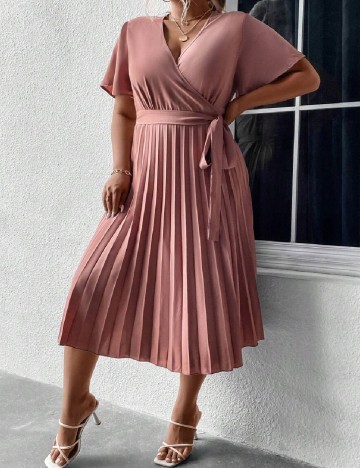 Rochie medie SHEIN CURVE, roz pudra inchis