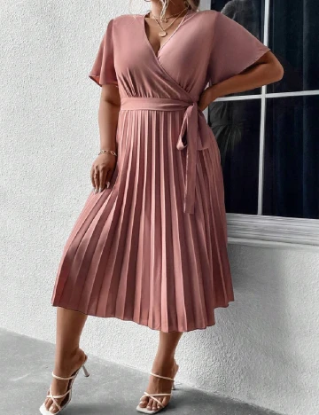 Rochie medie SHEIN CURVE, roz pudra inchis Roz