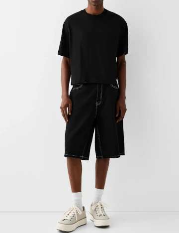 Pantaloni scurti Bershka, negru