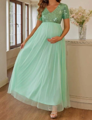 Rochie lunga SHEIN Maternity, verde Verde