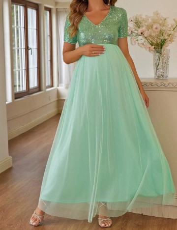 Rochie lunga SHEIN Maternity, verde