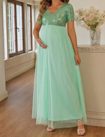 Rochie lunga SHEIN Maternity, verde Verde