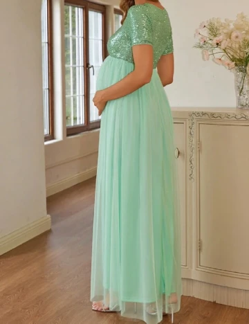 Rochie lunga SHEIN Maternity, verde Verde