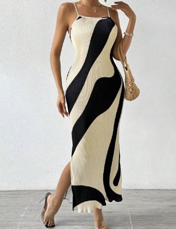Rochie medie SHEIN, negru/crem