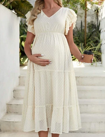 Rochie medie SHEIN Maternity, crem Crem