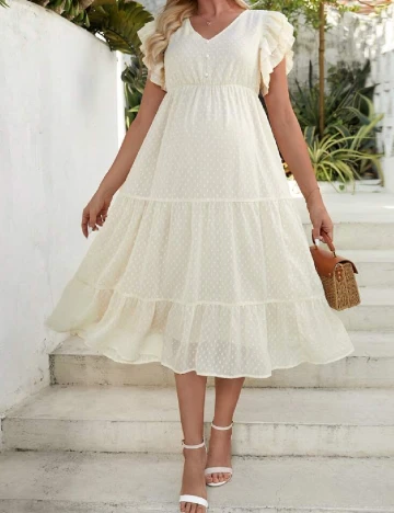 Rochie medie SHEIN Maternity, crem Crem
