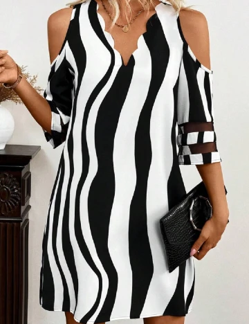 Rochie scurta SHEIN, alb/negru Negru