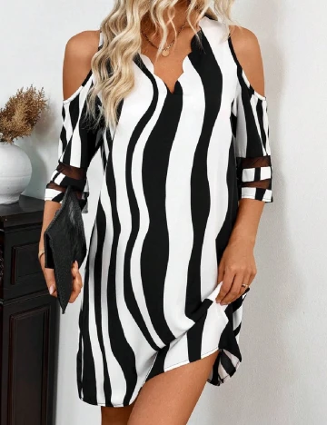 Rochie scurta SHEIN, alb/negru Negru