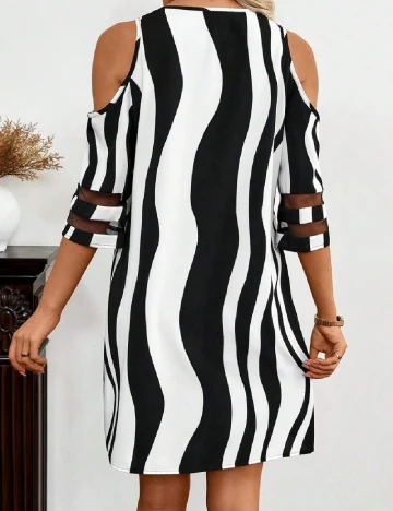 Rochie scurta SHEIN, alb/negru Negru