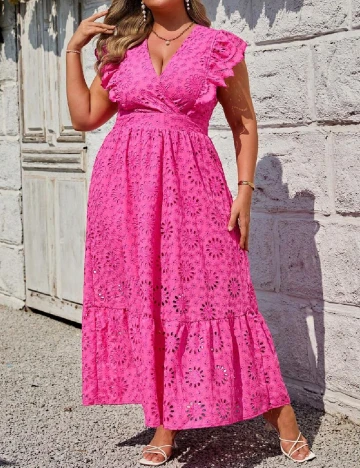 Rochie lunga SHEIN CURVE, roz Roz