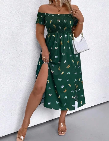 Rochie medie SHEIN CURVE, verde inchis