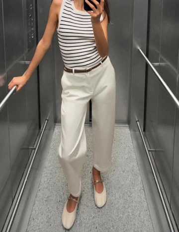 Pantaloni Zara, alb