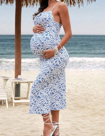 Rochie medie SHEIN Maternity, alb/albastru
