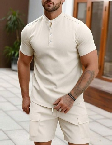 
						Compleu SHEIN Plus Size Men, crem