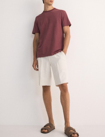 Tricou Reserved, roz pudra inchis