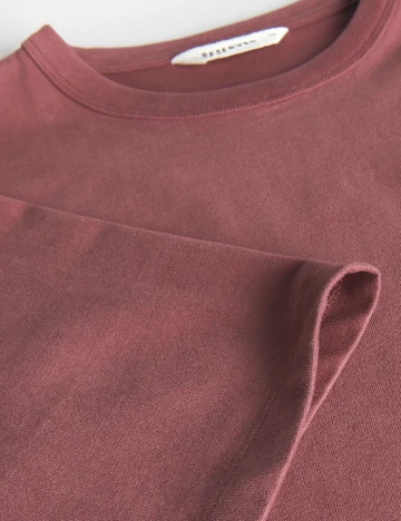 Tricou Reserved, roz pudra inchis