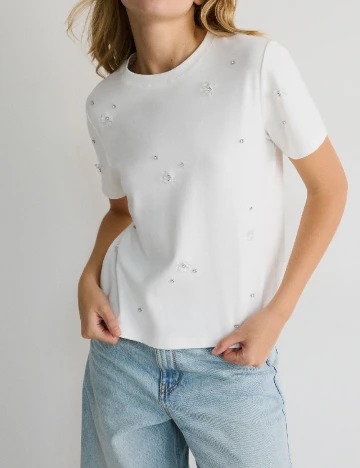 Tricou Reserved, alb Alb