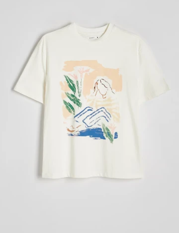 Tricou Reserved, ecru