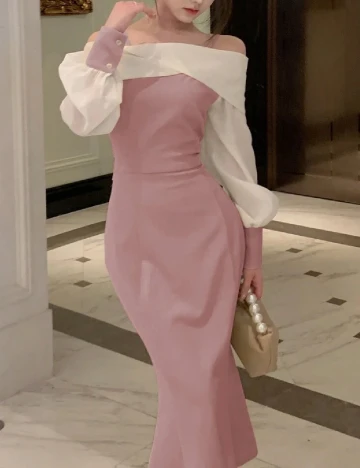 Rochie lunga Dazy, roz