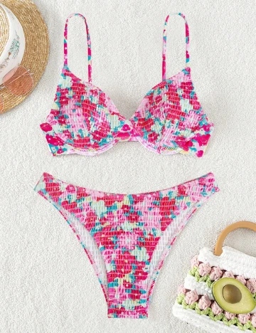 Costum de baie SHEIN, floral Floral print