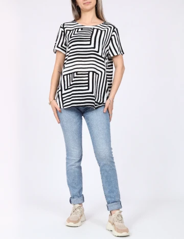 Bluza Vero Moda, alb/negru