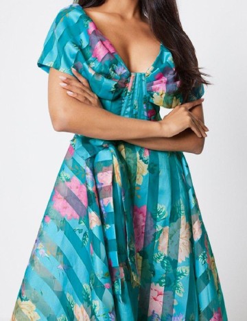 Rochie medie model PETITE Coast, turcoaz