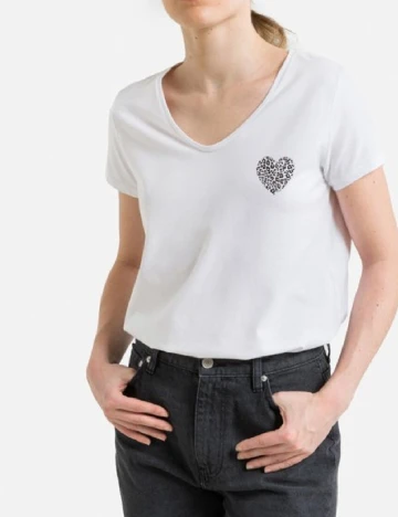 Tricou Pieces, alb Alb
