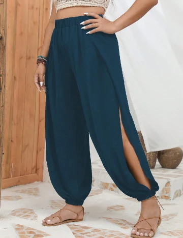 Pantaloni SHEIN CURVE, albastru Albastru