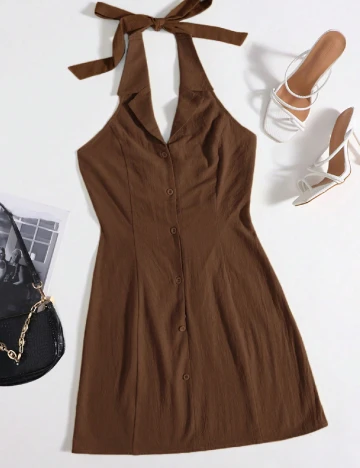 Rochie scurta SHEIN, maro Maro