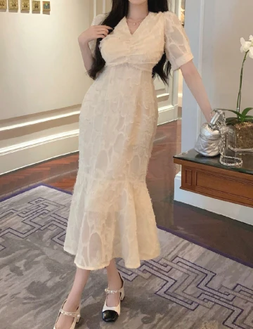 Rochie medie Dazy, crem Crem