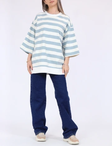 Bluza Oversize Only, alb/albastru