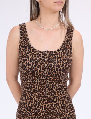 Rochie medie Pieces, animal print