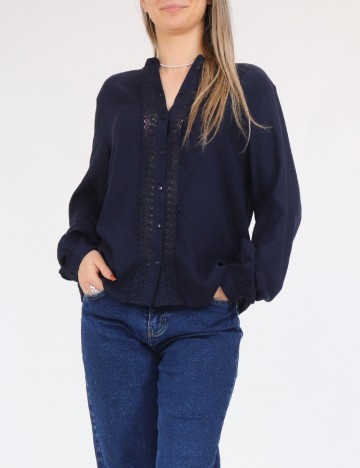 
						Camasa Pieces, bleumarin