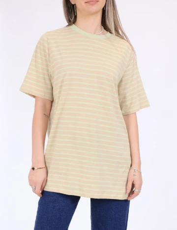 Tricou Pieces, crem/verde Crem