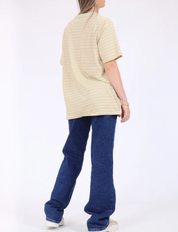 Tricou Pieces, crem/verde Crem