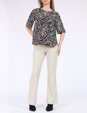 Bluza Pieces, negru/crem