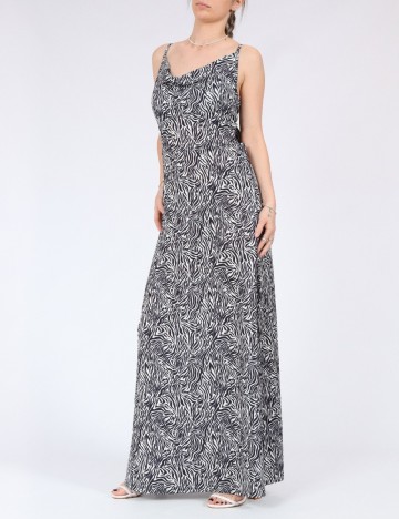 Rochie lunga Only, alb/negru