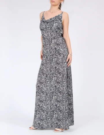 Rochie lunga Only, alb/negru