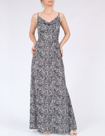 Rochie lunga Only, alb/negru
