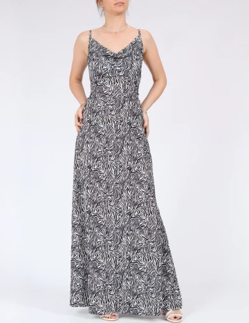 Rochie lunga Only, alb/negru
