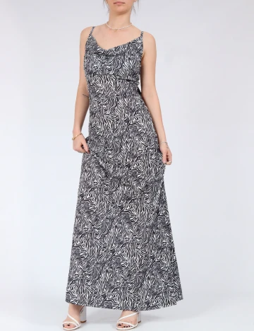 Rochie lunga Only, alb/negru