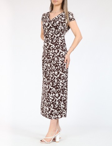 Rochie medie Only, maro/alb
