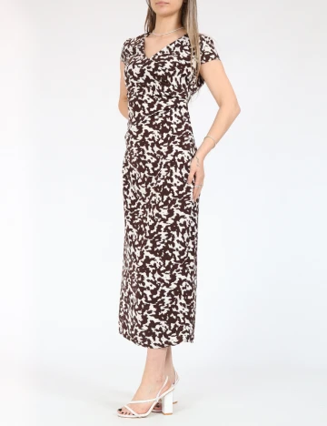 Rochie medie Only, maro/alb