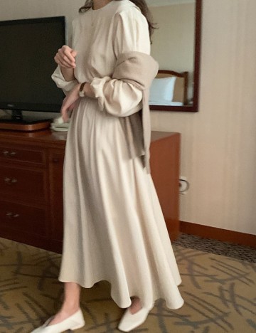 Rochie lunga Dazy, crem