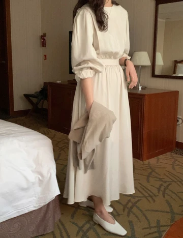 Rochie lunga Dazy, crem Crem