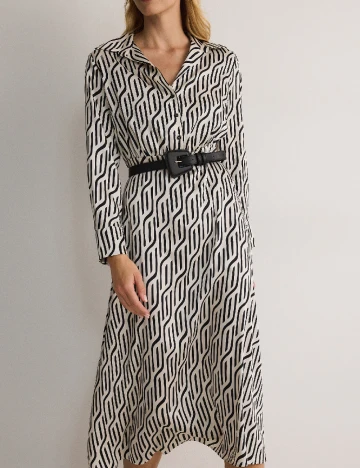 Rochie medie Reserved, alb/negru