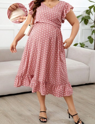 
						Rochie medie SHEIN Maternity Plus, roz