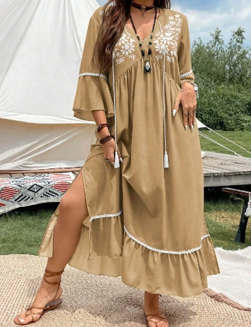 Rochie lunga SHEIN CURVE, maro Maro